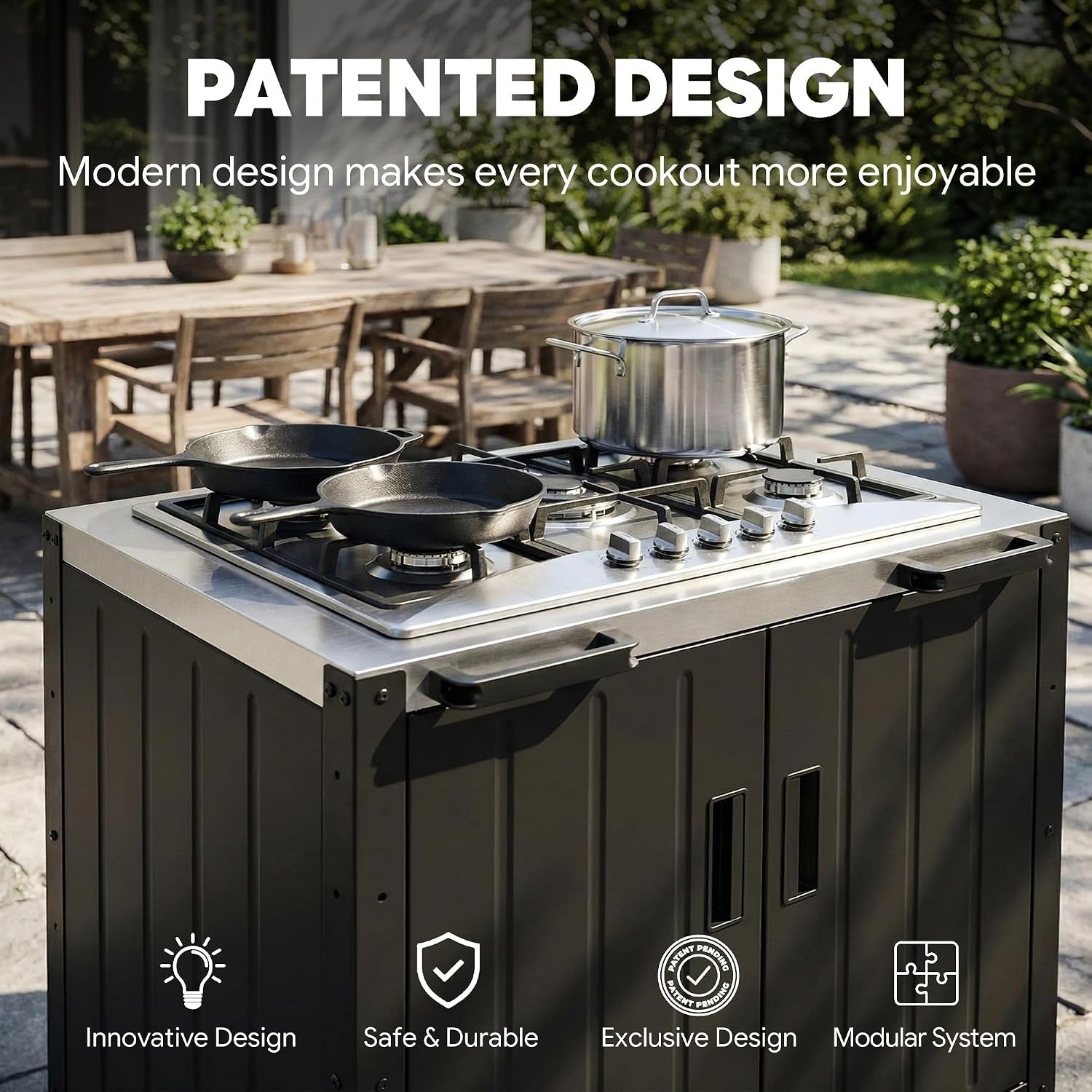 Modular Outdoor Kitchen Island with Gas Stove