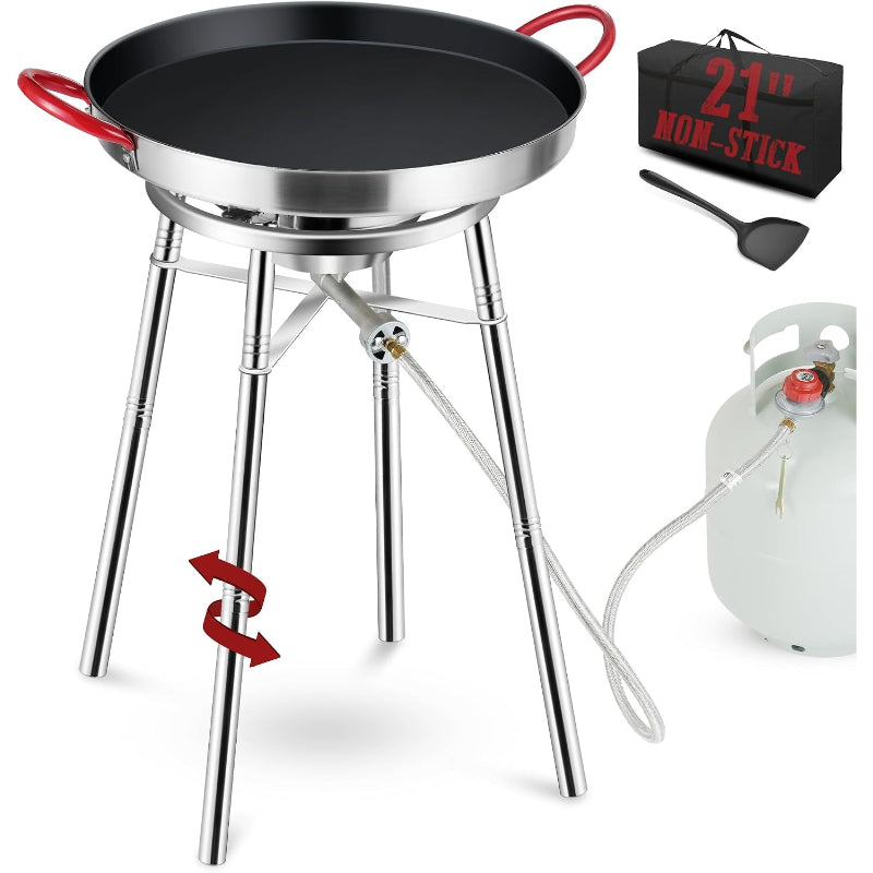 Nonstick Paella Pan Set with Burner & Stand