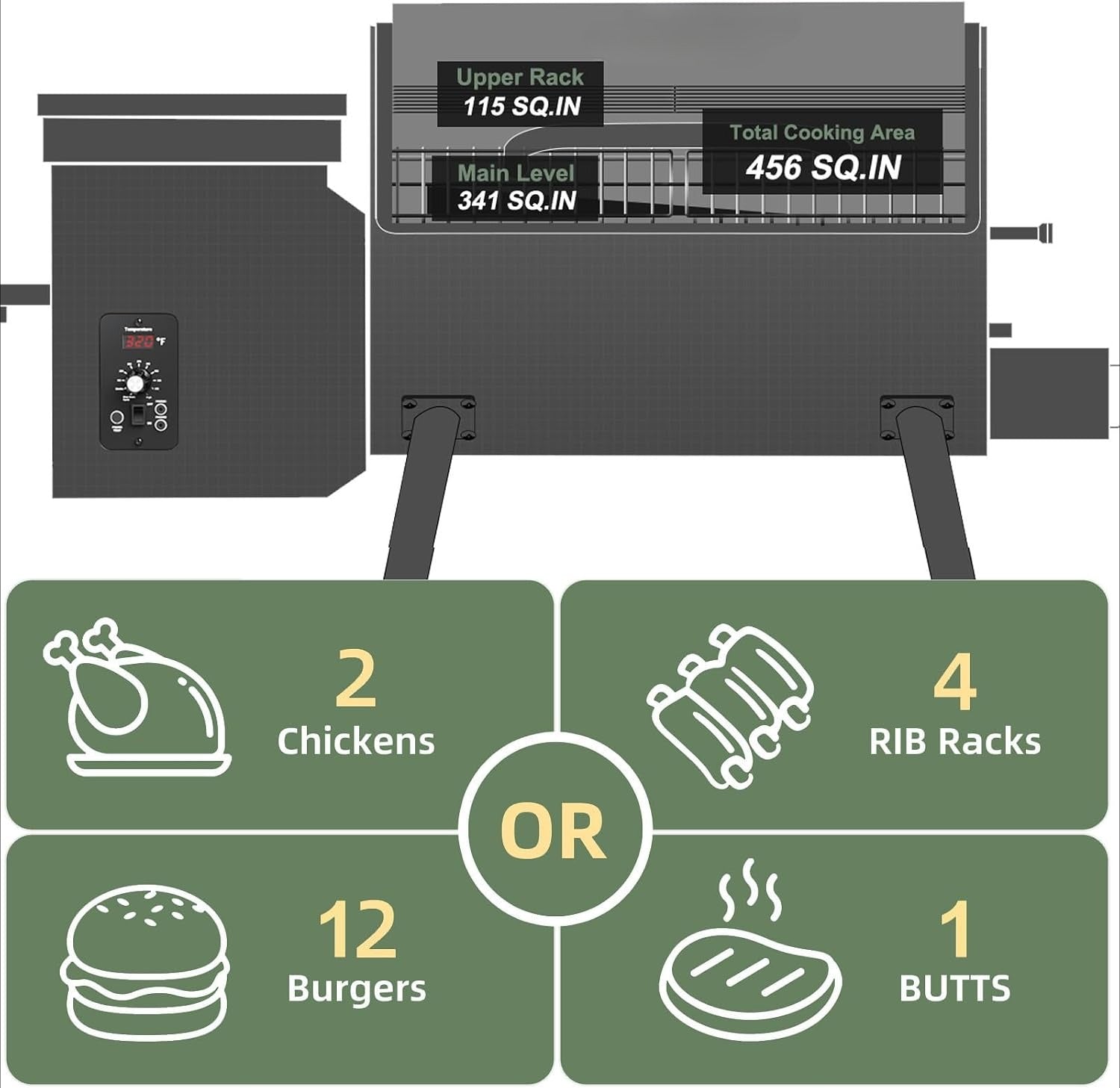 8‑in‑1 Wood Pellet Grill Smoker