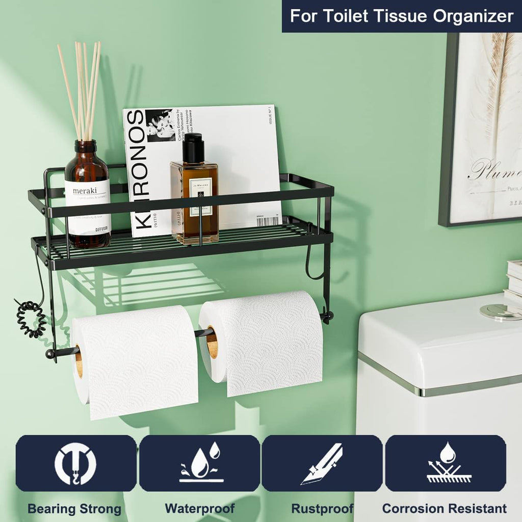 Wall‑Mount Paper Towel Holder with Shelf