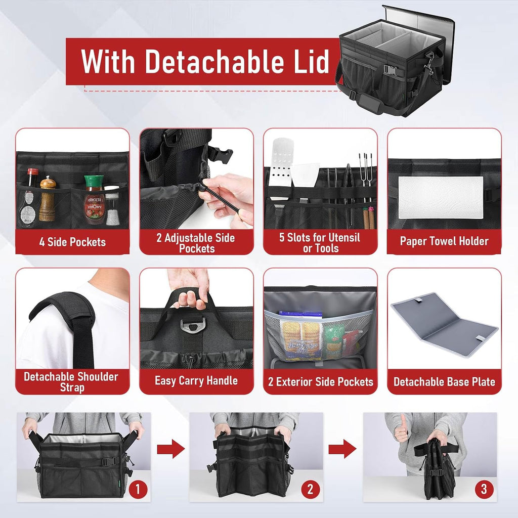 Foldable BBQ Grill Caddy with Holder