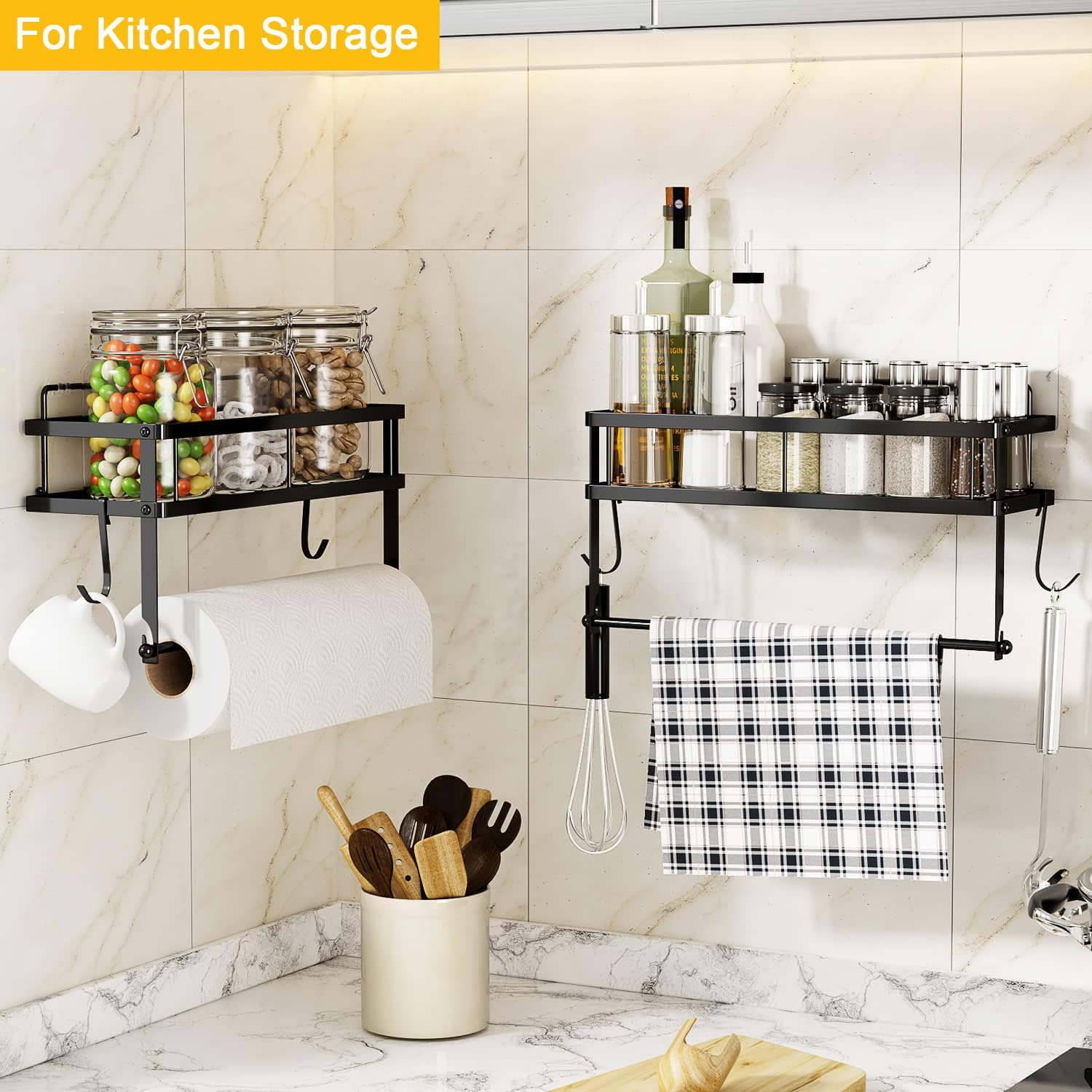 Wall‑Mount Paper Towel Holder with Shelf