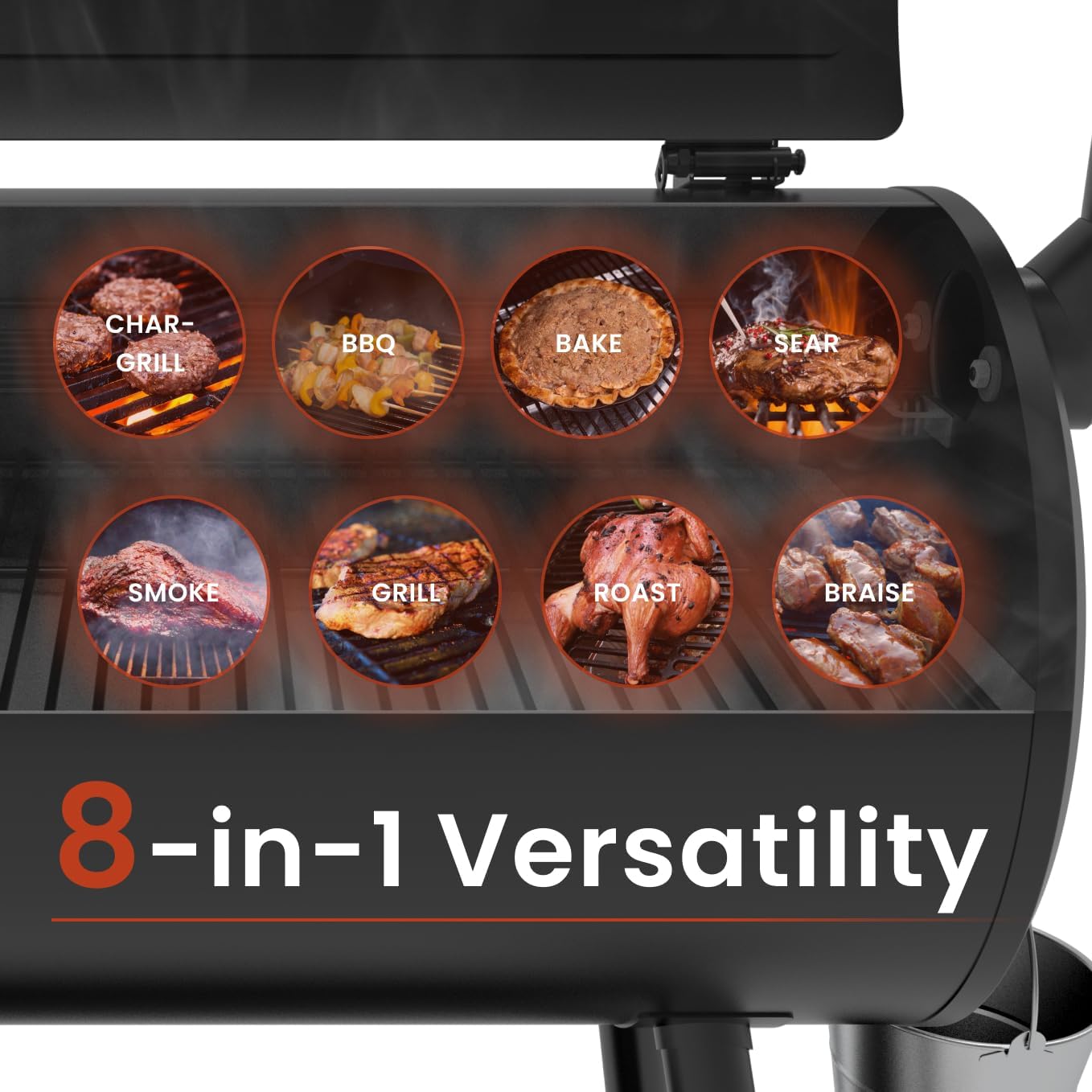 8‑in‑1 Wood Pellet BBQ Smoker Grill