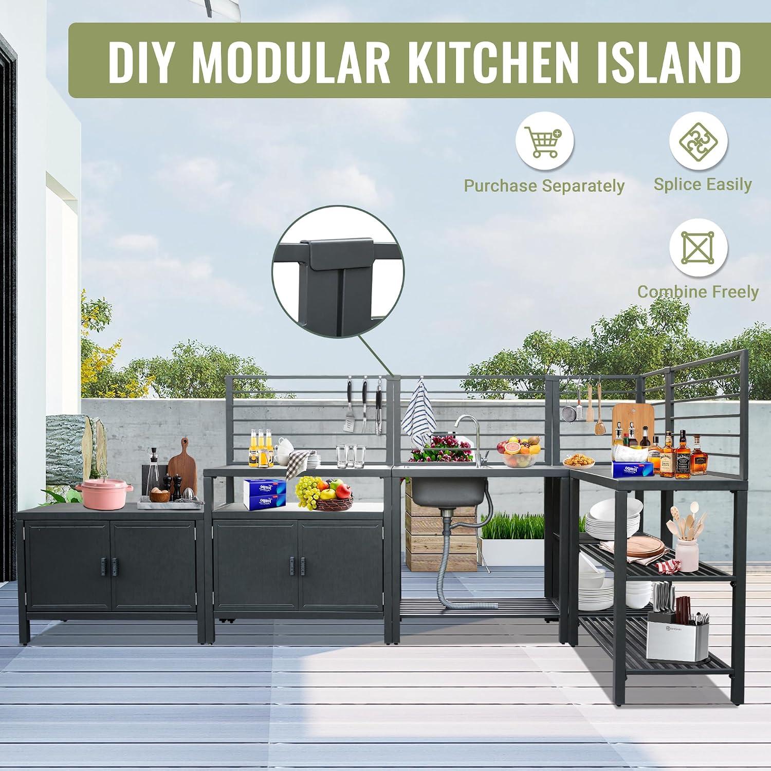 Modular Aluminum Outdoor Kitchen Island Set