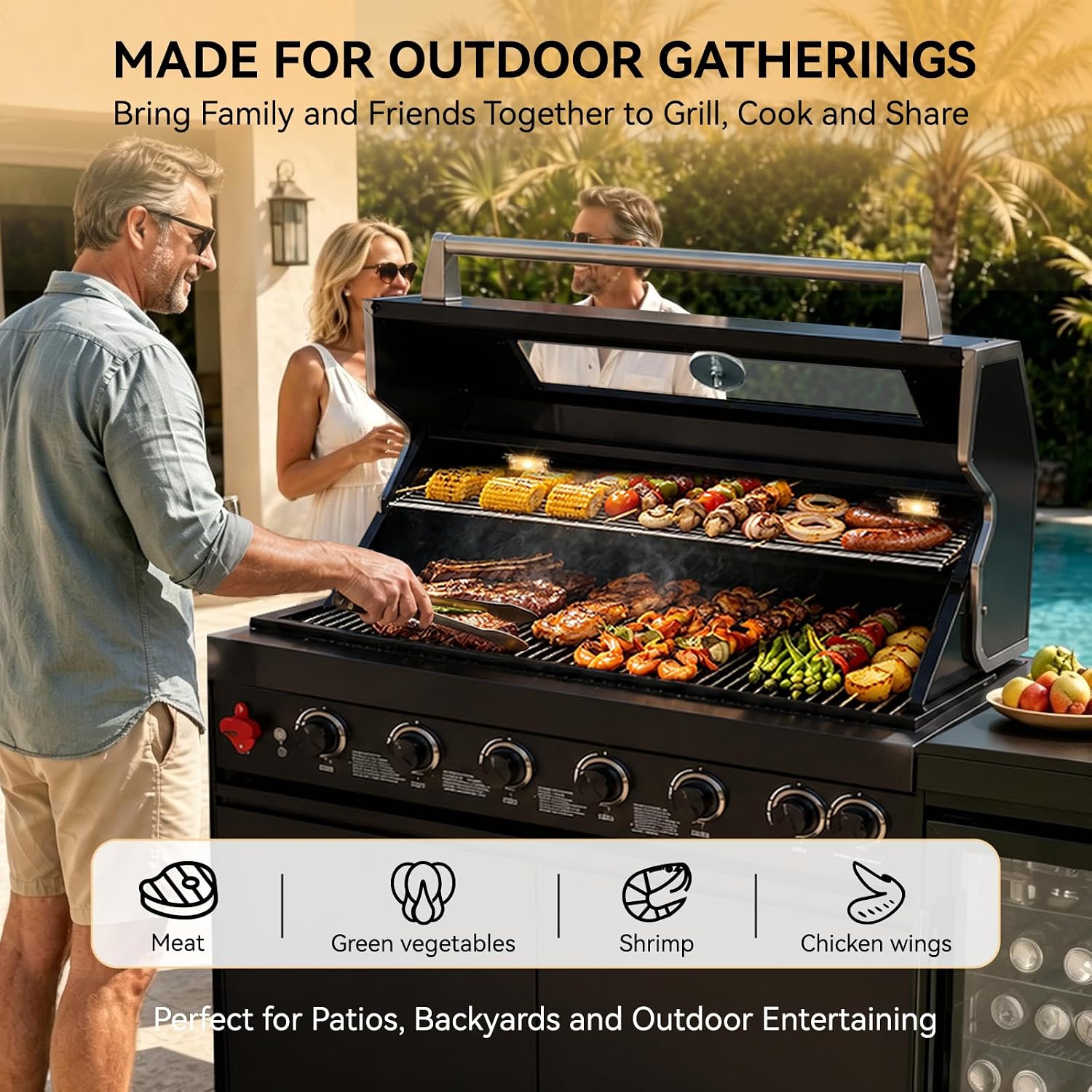 6‑Burner Propane Gas Grill Island
