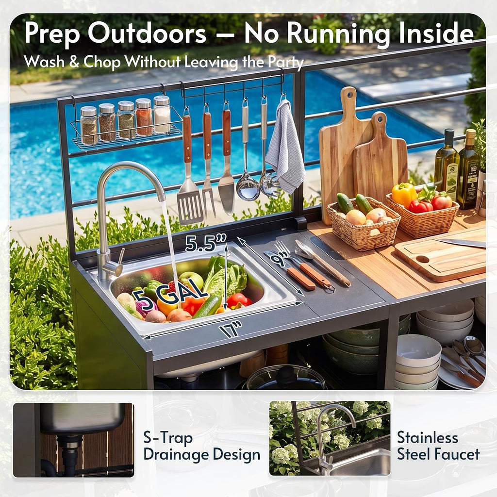 Aluminum Modular Outdoor Kitchen Kit with Sink