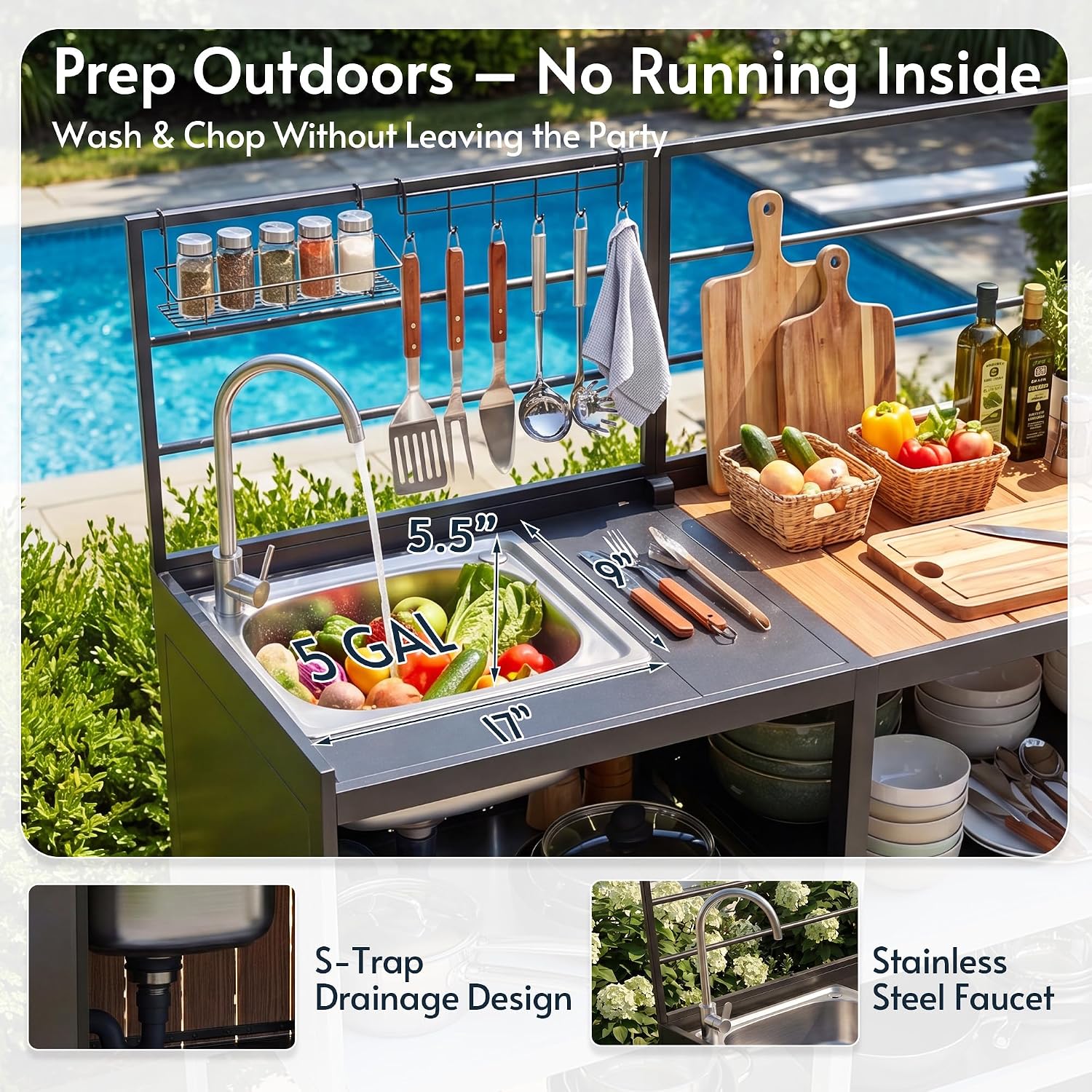 Aluminum Modular Outdoor Kitchen Kit with Sink