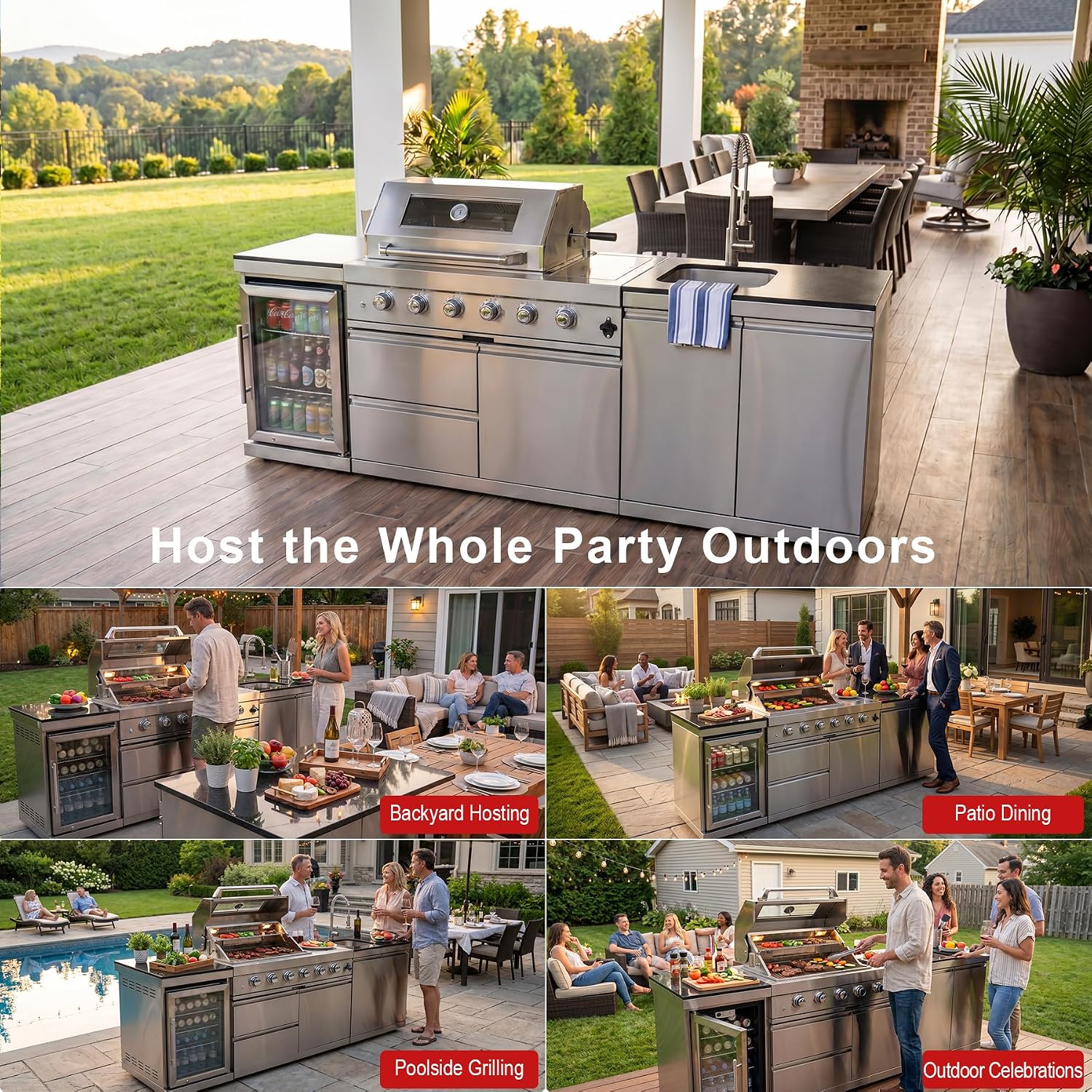 Stainless Steel Outdoor BBQ Grill Station