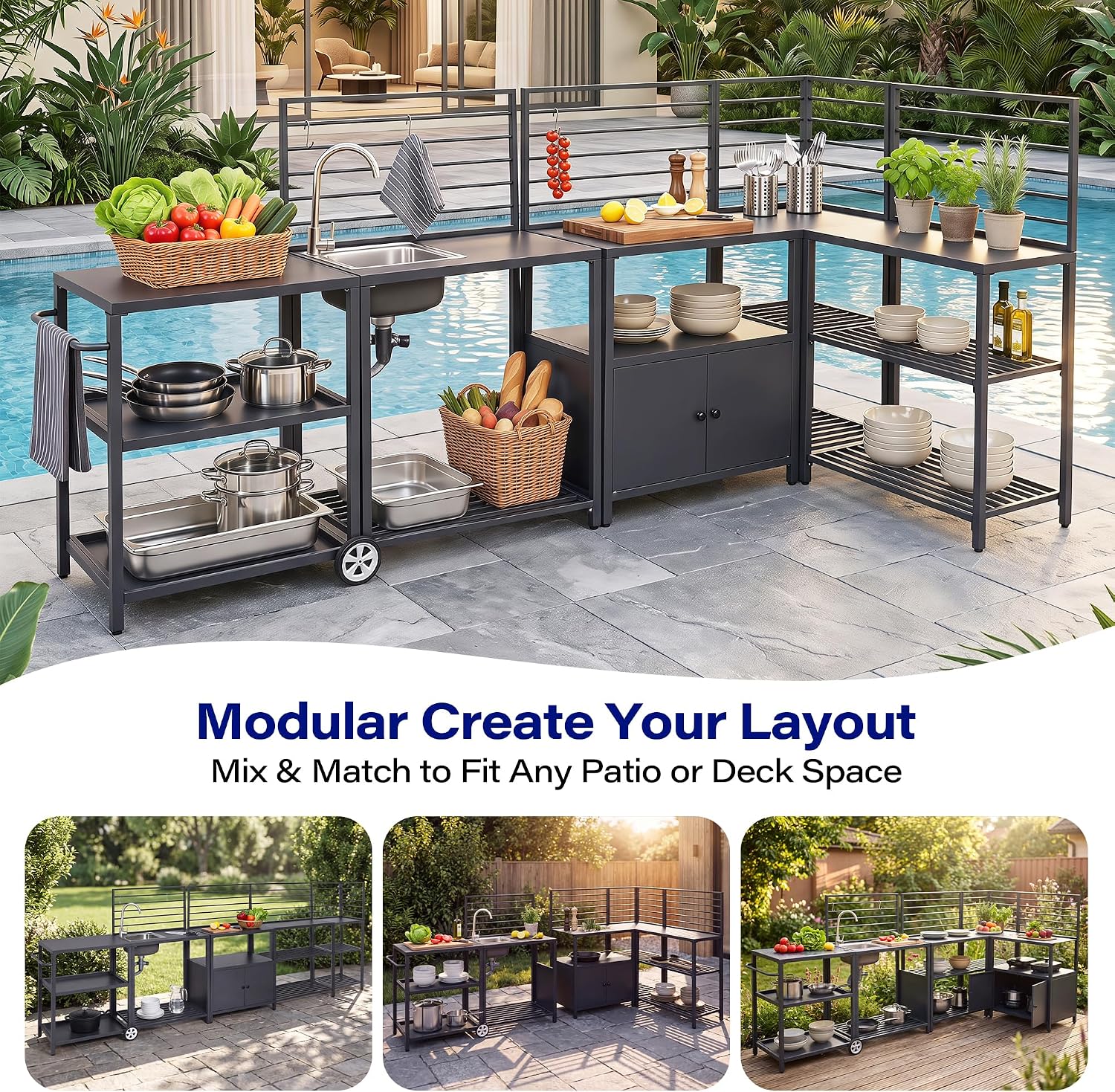 Modular Outdoor Kitchen Island Set