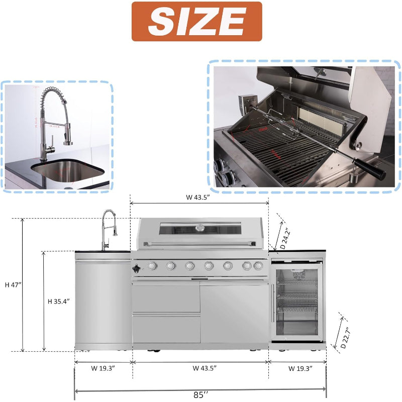 Deluxe Modular Outdoor BBQ Kitchen Island
