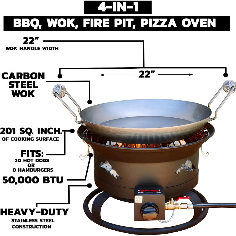 4‑in‑1 Portable Propane Grill Fire Pit