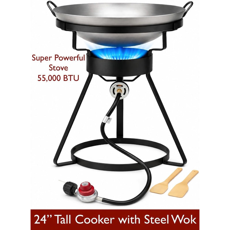 Outdoor Propane Wok Cooker Stove Set