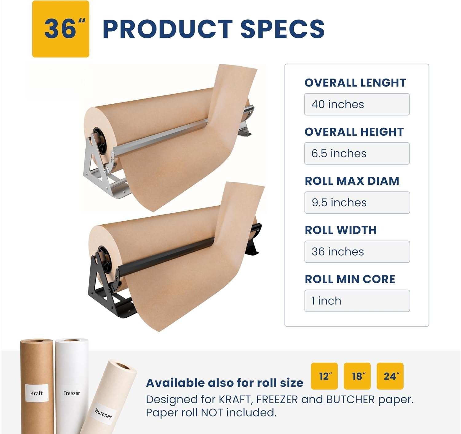 Butcher Paper Roll Dispenser with Cutter