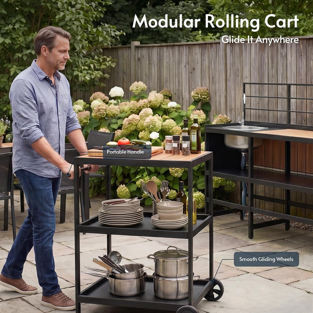 Aluminum Modular Outdoor Kitchen Kit with Sink